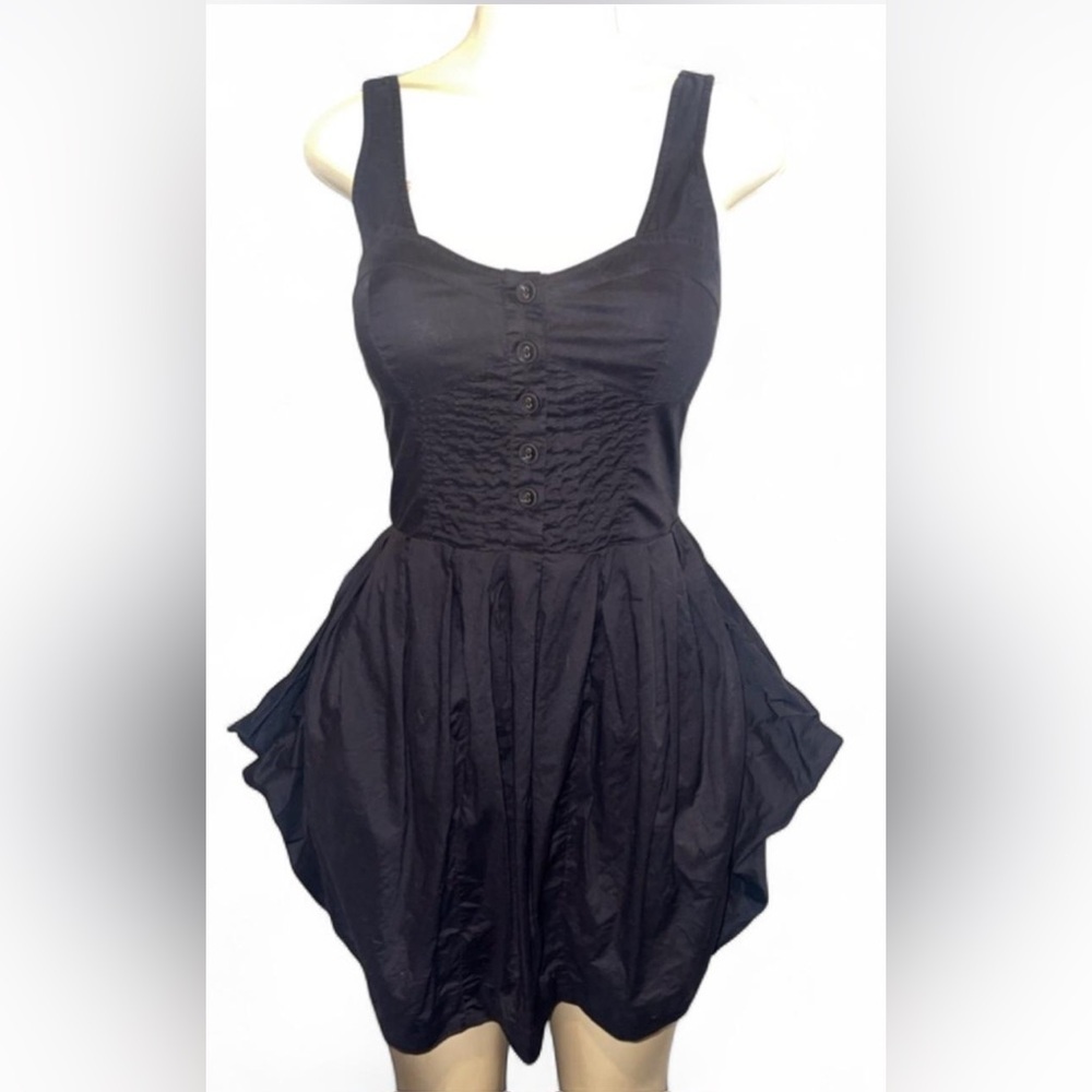 Anthropologie Maeve Devereaux Dress Black Cotton Bubble Mini M